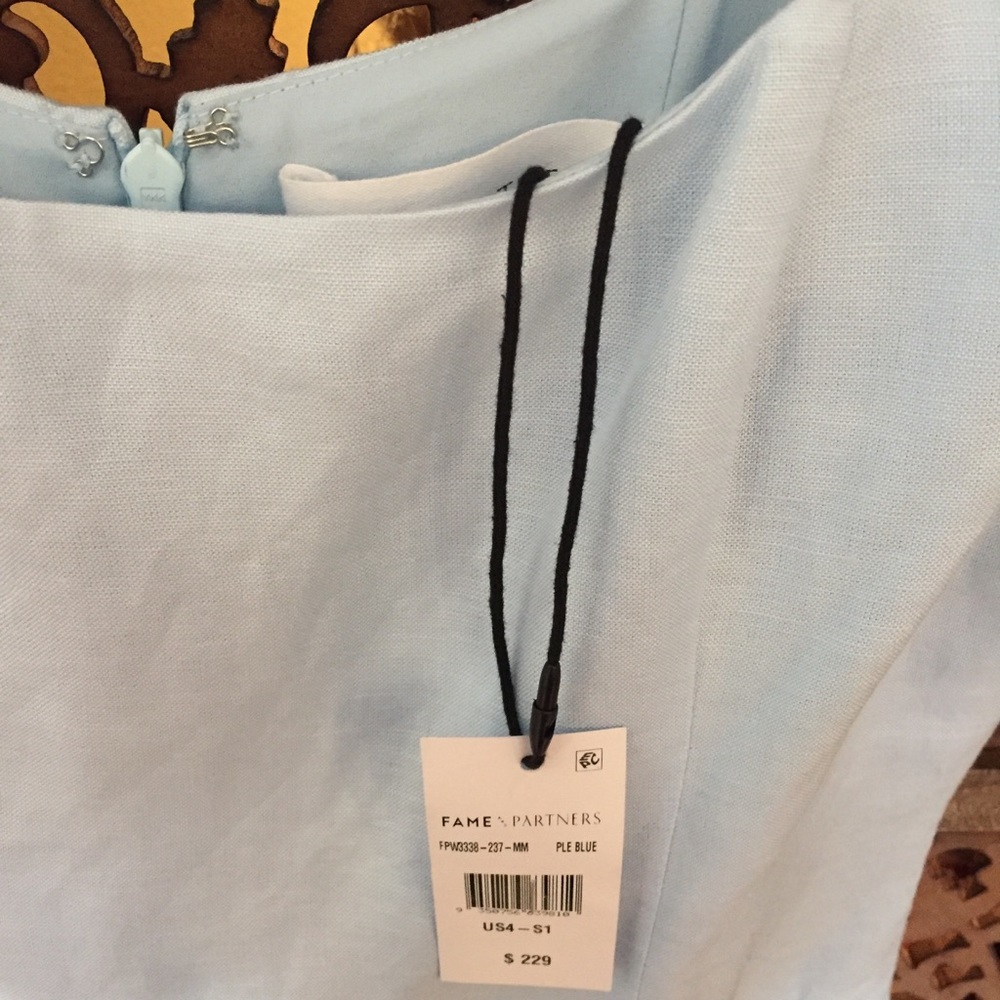NEW NWT Fame & Partners Linen Baby Blue Dress - Picture 6 of 6